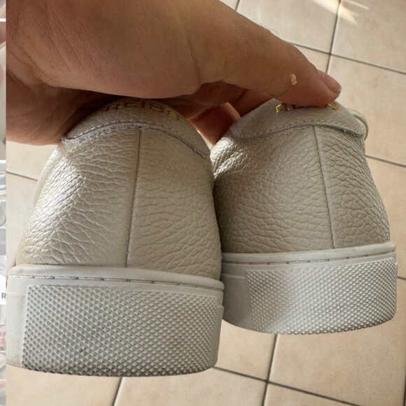 Reiss Leather Tumbled Trainers, Off White in Size 10 - Picture 10 of 10